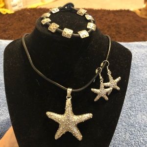 Necklace, earring, and bracelet